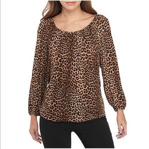 Michael Kors Petite Leopard Patterned Top size P M